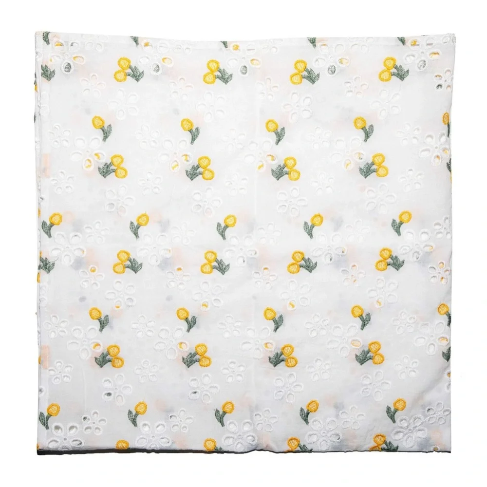 LELE SADOUGHI NWT AUTHENTIC LEMON EYELET SQUARE 100% COTTON SCARF